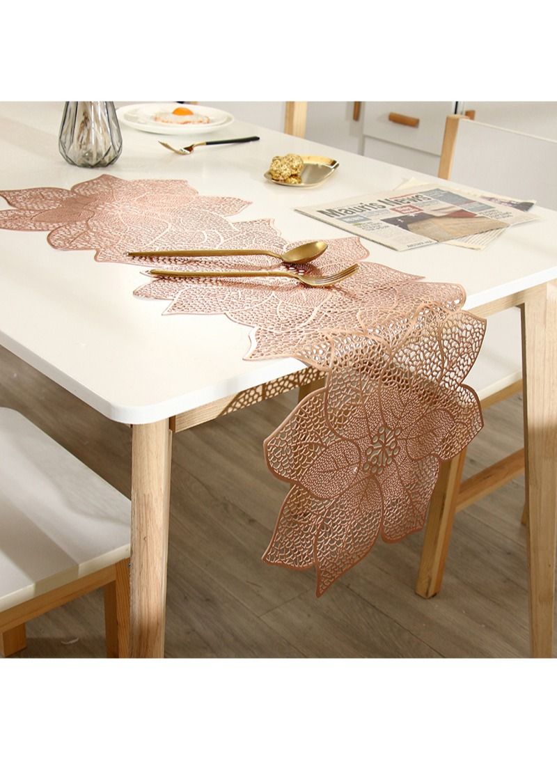 FOCOLABU 3 Pack Rich Flower Table Flags Table Mats Bronzing Hollow Floral Waterproof Anti-Slip Home Insulation Mats with Kitchen Hotel Decorative Dining Table Decoration Mats  - Image 3