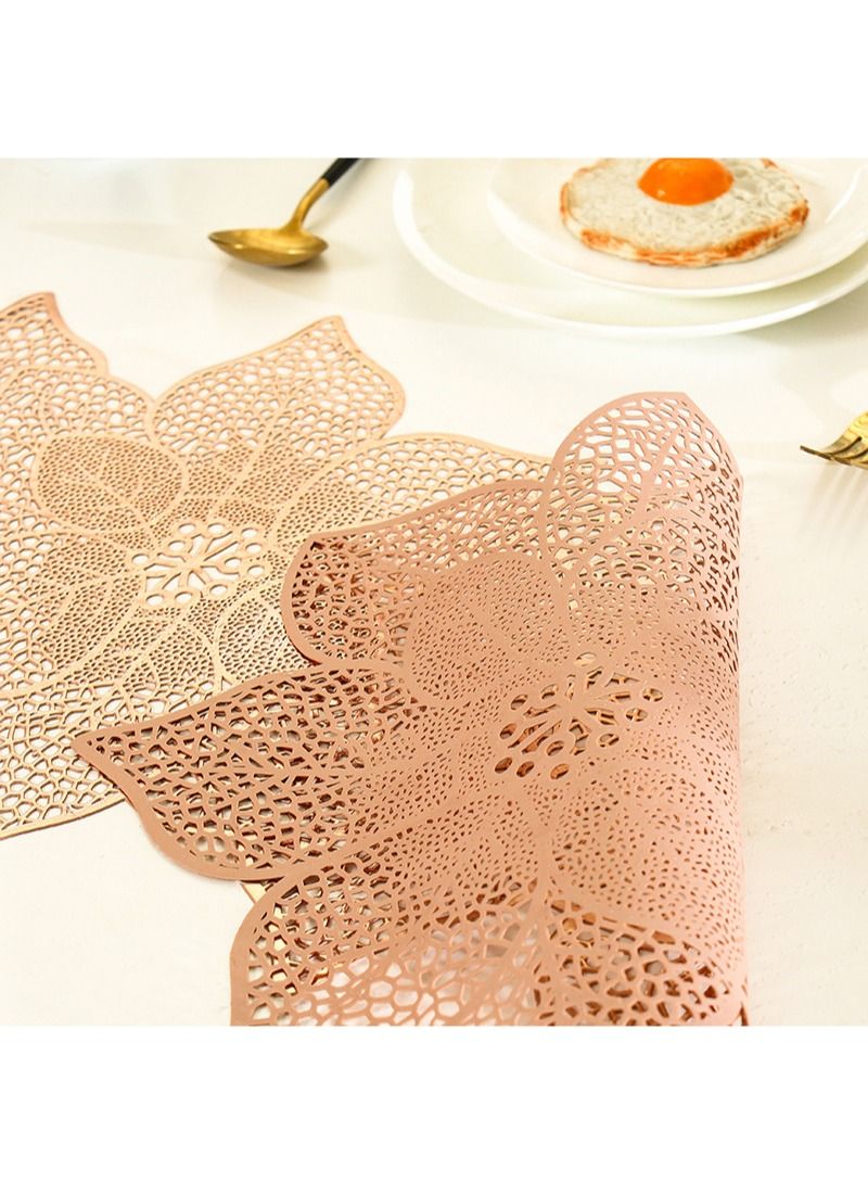 FOCOLABU 3 Pack Rich Flower Table Flags Table Mats Bronzing Hollow Floral Waterproof Anti-Slip Home Insulation Mats with Kitchen Hotel Decorative Dining Table Decoration Mats  - Image 4