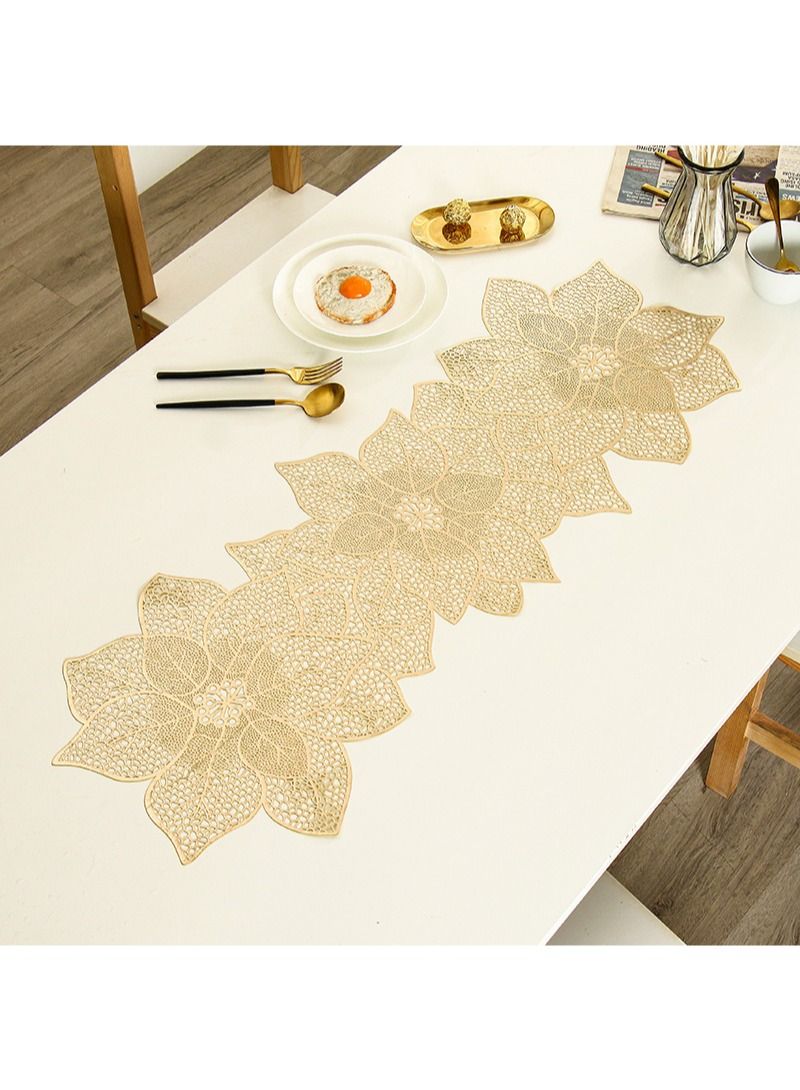 FOCOLABU 3 Pack Rich Flower Table Flags Table Mats Bronzing Hollow Floral Waterproof Anti-Slip Home Insulation Mats with Kitchen Hotel Decorative Dining Table Decoration Mats  - Image 1