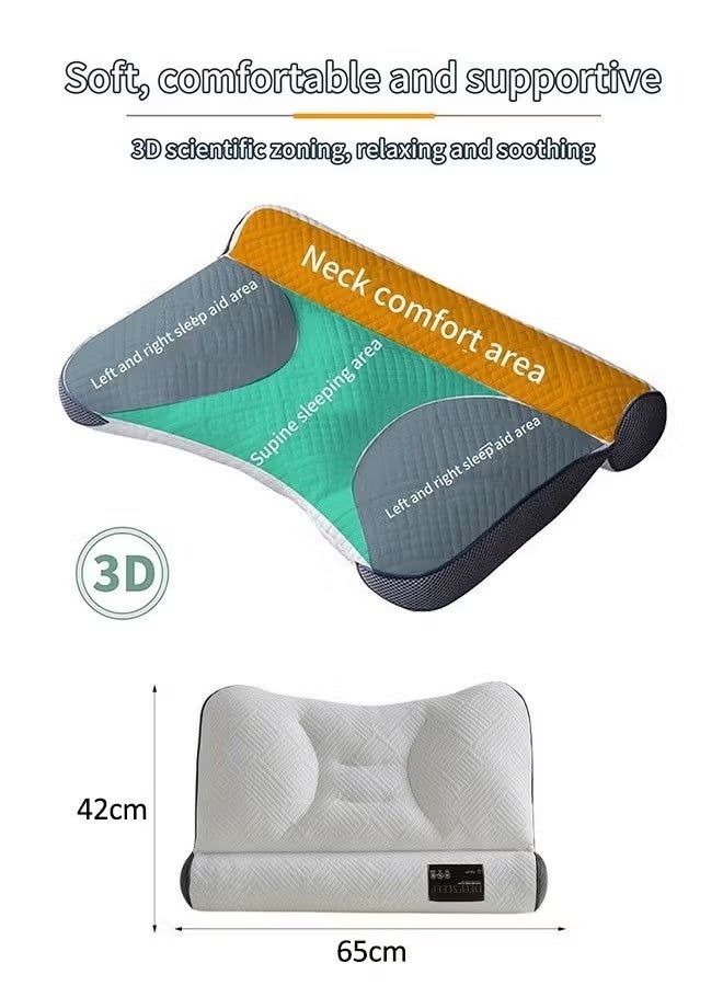 Neck Support Pillow, Cervical Pillow Cozy Sleeping, Adjustable Ergonomic Sleeping Pillows Filling with PE Hose, Neck Pain Relief Pillow, Orthopedic Bed Pillow for Side Back Deep Sleep - Image 2
