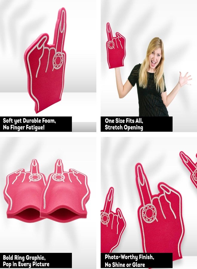 Funstitution Engagement Foam Fingers | 18x10.9 Inch Bachelorette Party Accessories | Bride Gifts for Bachelorette Party for Bridal Showers | Bride to Be and Bridesmaid Foam Ring Hand - Image 4