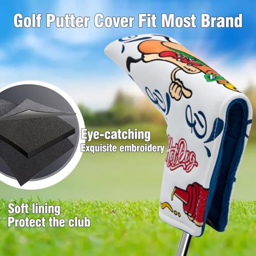 BAIRBRE Golf Putter Covers Hotdog Golf Mallet Putter Headcover Blade Putter Covers Leather Golf Headcover with Magnetic Golf Club Covers for Scotty Cameron Taylormade Titleist Odyssey - Image 4