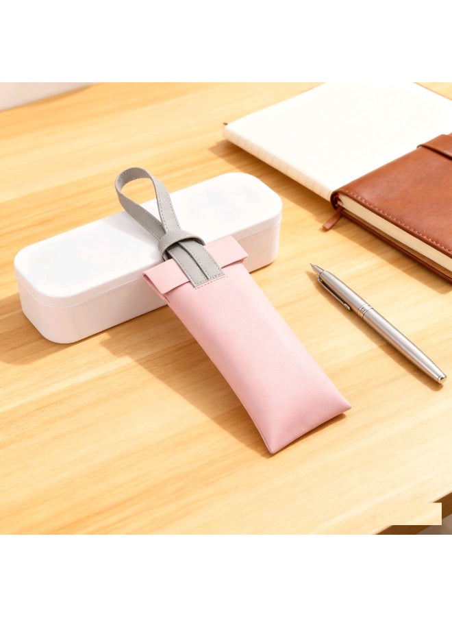 حقيبة نظارات ناعمة من قطعتين، حقيبة سفر جلدية للنظارات الشمسية مع غطاء قابل للضغط وحبل تعليق - Image 3