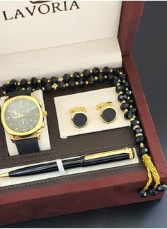 Laforea watch gift set for men consisting of 4 pieces, a rosary watch, a pen and a set of buttons