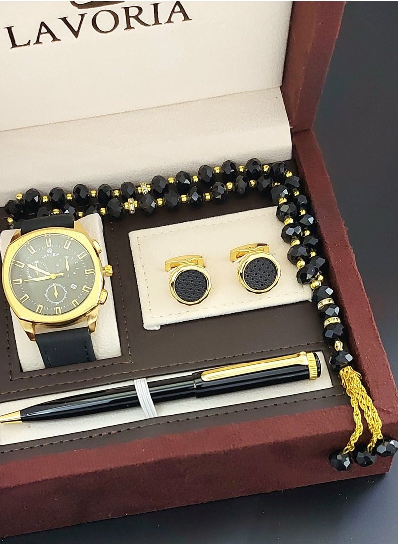 LAVORIA - Laforea watch gift set for men consisting of 4 pieces, a rosary watch, a pen and a set of buttons - Image 1