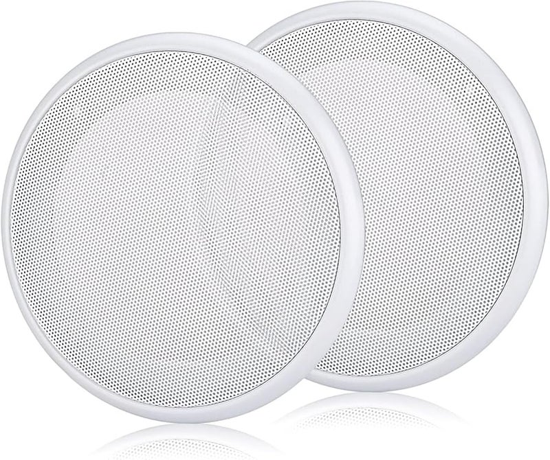 Unifizz 2PCS 8 Inch White Round Metal Speaker Grill Cover Surface Mount Replacement - Image 1