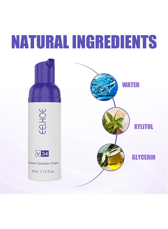 EELHOE V34 Colour Corrector Foam, Toothpaste for Teeth Whitening, Yellow Teeth Cleaning, Colour Corrector and Effective Stains Removal, Oral Hygiene Care and Health 45ml - Image 2