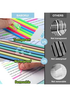 SYOSI Transparent Highlighter Tape Set Removable Sticky Tabs For Annotating Books Long Strips Page Markers With Scissors Morandi Neon Clear Notes Aesthetic Office School 1280Pcs  - Image 4