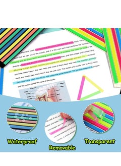 SYOSI Transparent Highlighter Tape Set Removable Sticky Tabs For Annotating Books Long Strips Page Markers With Scissors Morandi Neon Clear Notes Aesthetic Office School 1280Pcs  - Image 3