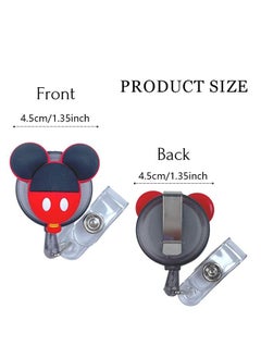Generic 4 Pcs Badge Reel with Swivel Alligator Clip with Swivel Alligator Clip, 3D Cartoon Characters Metal Clip ABS Buckle Id Lanyards Card Holder, Name Tag Clip Work Accessories (Black+Blue+Red)  - Image 2