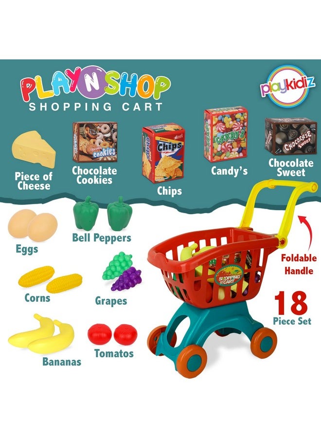 Playkidz Toy Shopping Cart Play Set, Plastic Food Toys, Interactive Play Set, Educational & Pretend Play Fun, Ages 3+  - Image 3