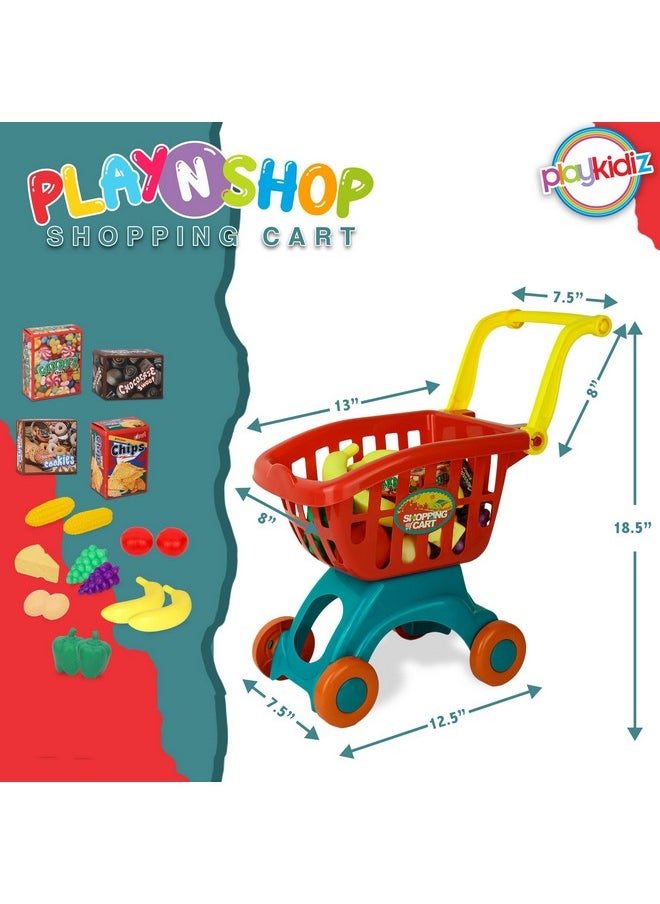Playkidz Toy Shopping Cart Play Set, Plastic Food Toys, Interactive Play Set, Educational & Pretend Play Fun, Ages 3+  - Image 4
