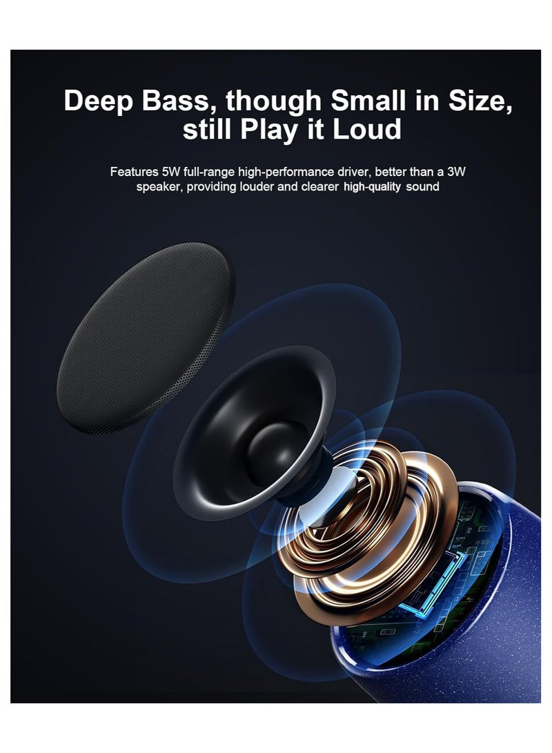 comiso Small Speaker, Bluetooth Speaker with 360°HD Stereo Sound and Robust Bass, Mini Speaker with Built-In Mic, Hands-Free Call, Portable Speaker for Hiking, Biking, Car, Or Trip - Image 3