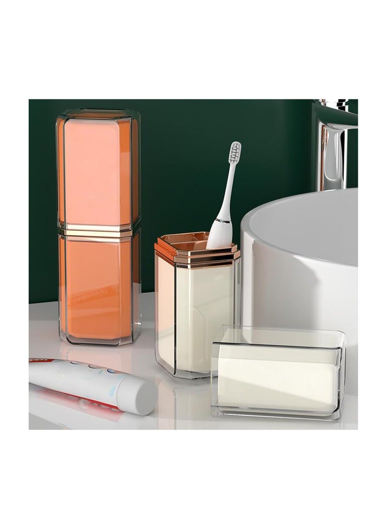 Y&D Portable Travel Toothbrush Case, Holder with Cover, Mouthwash Cup, Compact Oral Clean Tools Organizer for Traveling Camping School Home (White) - Image 4