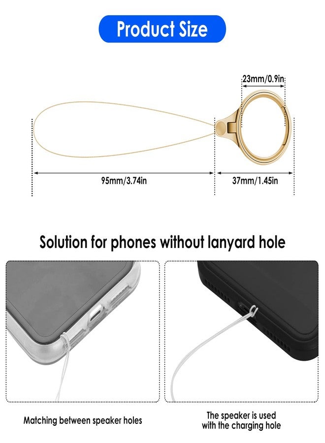 Cobee Cell Phone Ring Straps - 4 Pcs Finger Ring Holders with Kickstand & Lanyard (Silver, Gold, Black, Rose Gold) - Image 2