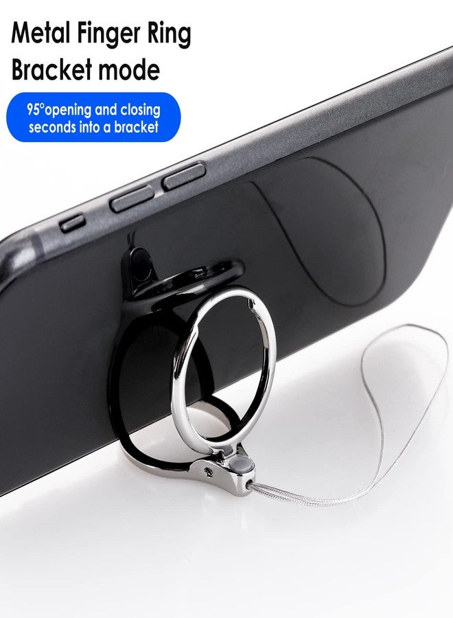 Cobee Cell Phone Ring Straps - 4 Pcs Finger Ring Holders with Kickstand & Lanyard (Silver, Gold, Black, Rose Gold) - Image 3