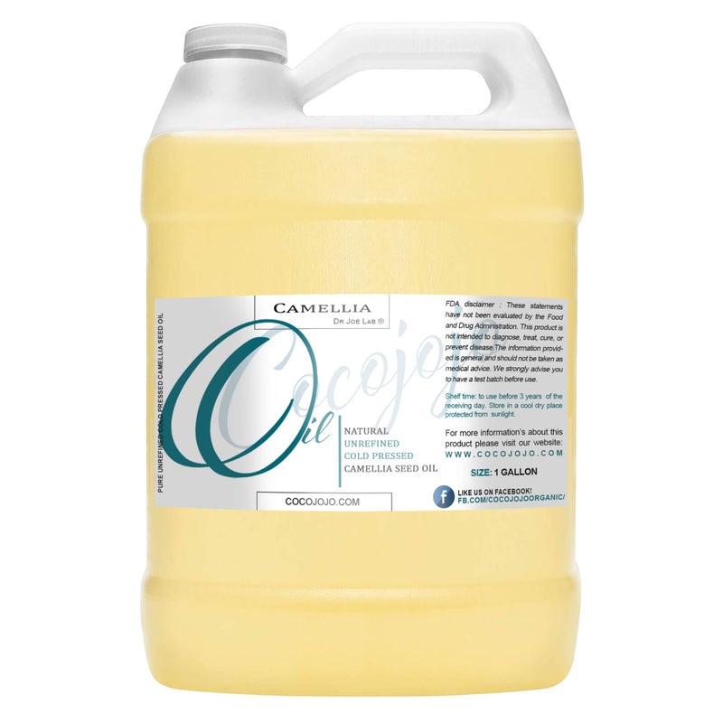 Dr Joe Lab Camellia Seed Oil 128 oz Pure Natural Cold Pressed Unrefined Extra Virgin Camellia Oil 1 Gallon - for Hair Skin Body Nails and Beard - Moisturizing, Soothing, Hydrating, & Nourishing - Image 1
