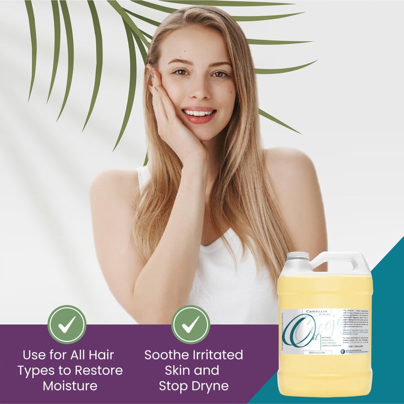 Dr Joe Lab Camellia Seed Oil 128 oz Pure Natural Cold Pressed Unrefined Extra Virgin Camellia Oil 1 Gallon - for Hair Skin Body Nails and Beard - Moisturizing, Soothing, Hydrating, & Nourishing - Image 5