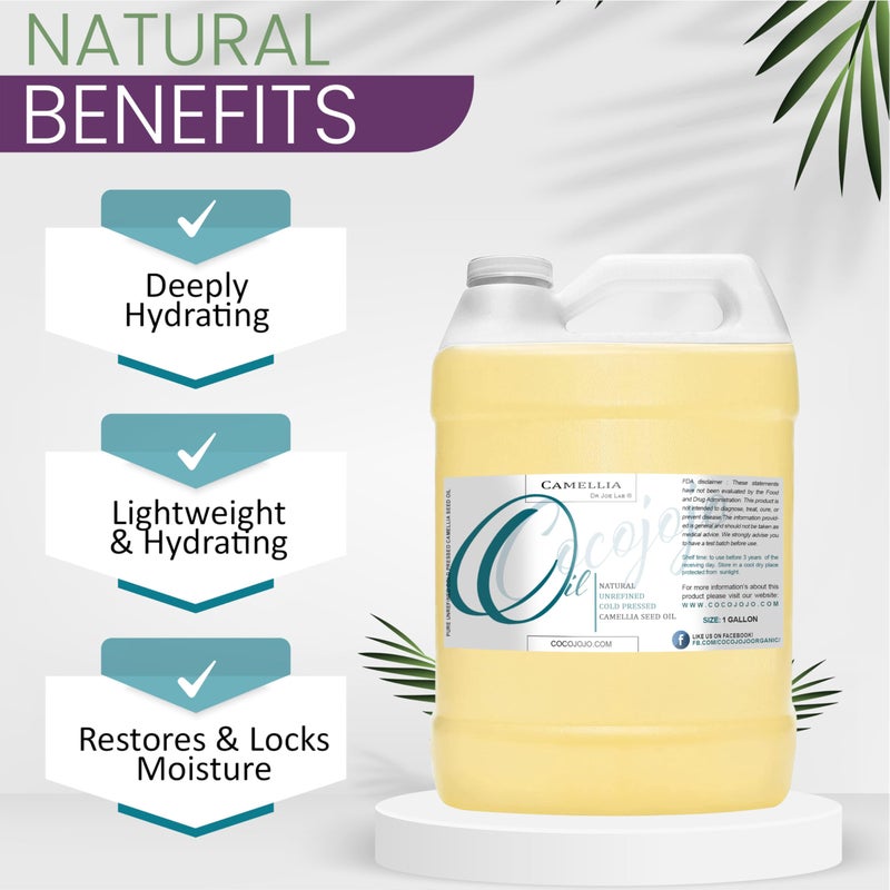 Dr Joe Lab Camellia Seed Oil 128 oz Pure Natural Cold Pressed Unrefined Extra Virgin Camellia Oil 1 Gallon - for Hair Skin Body Nails and Beard - Moisturizing, Soothing, Hydrating, & Nourishing - Image 4