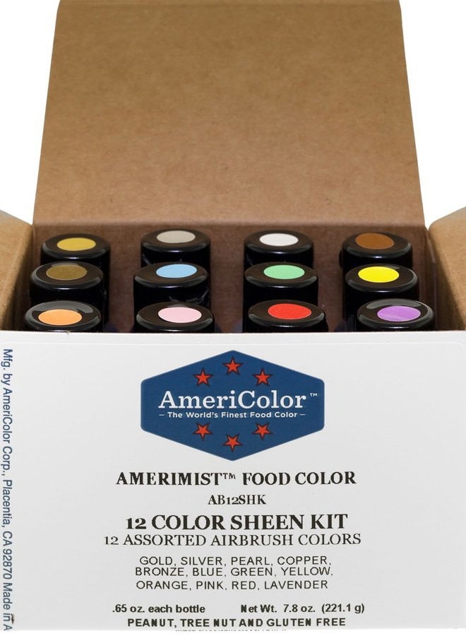 Americolor 12 Color SHEEN - PEARLESCENT Airbrush Color Kit 7.8 oz. Ounce (0.65 Oz each bottle) - Image 2