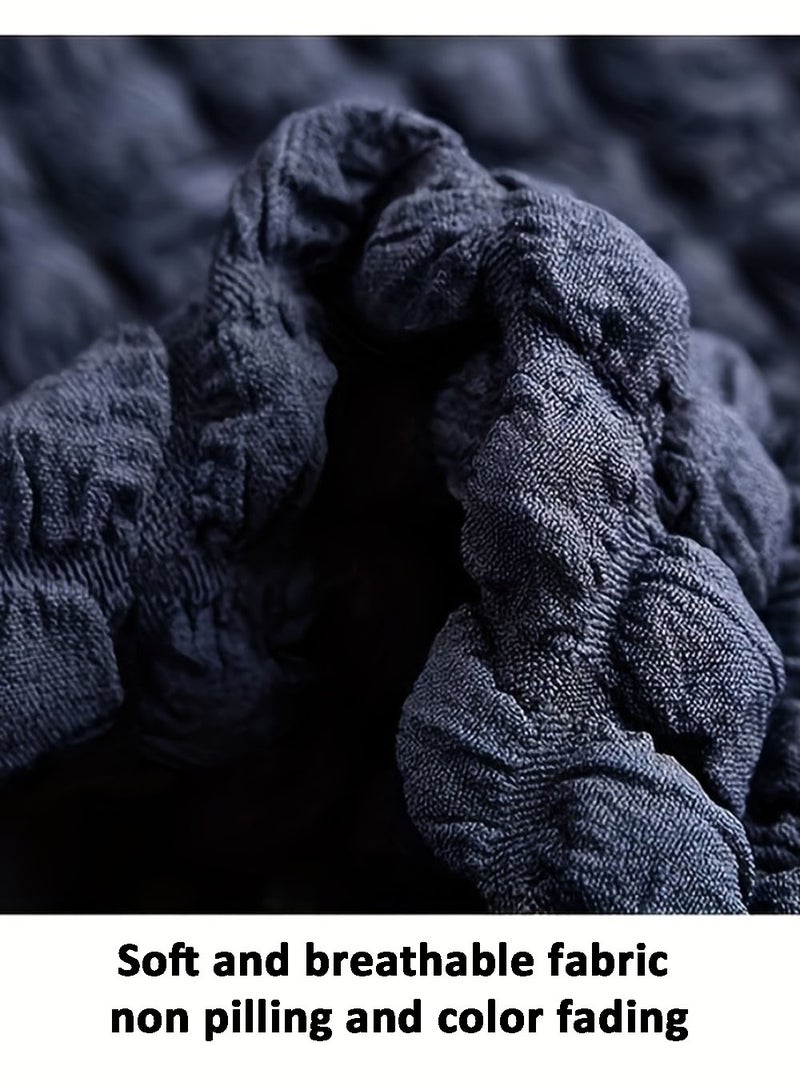 EzzySo غطاء أريكة 3 مقاعد غطاء أريكة مرن غير قابل للانزلاق واقي أريكة مجعد رمادي داكن لزينة غرفة المعيشة أو غرفة النوم أو المكتب 190 × 230 سم - Image 3