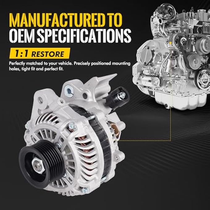 KUSATEC 31100RNAA01 New Alternator Compatible with Honda Civic 2006 2007 2008 2009 2010 2011 L4 1.8L, 12V CW Replacement OE# 11176N 31100RNAA012M2 - Image 4