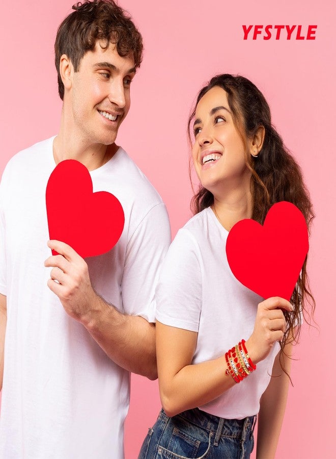 yfstyle Valentines Bracelets Gifts for Women Red Heart Love Bracelet Stretch Clay Beads Surfer Heishi Bracelets Set Valentines Accessories Gifts Red - Image 4