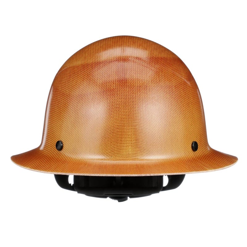 MSA 475407 Skullgard Full-Brim Hard Hat with Fas-Trac III Ratchet Suspension | Non-slotted Hat, Made of Phenolic Resin, Radiant Heat Loads up to 350F - Standard Size in Natural Tan - Image 1