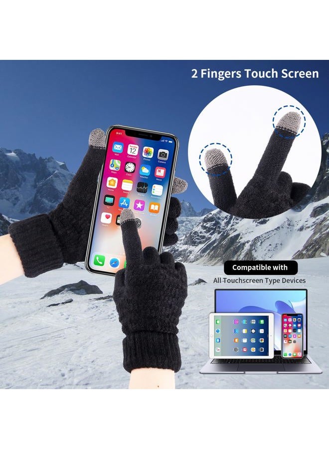 Yafeite Winter Gloves for Women - 4 Pairs Touchscreen Gloves for Women Cold Weather, Fashion Knit Mittens Warm Winter Gloves, Brown, One size - Image 4
