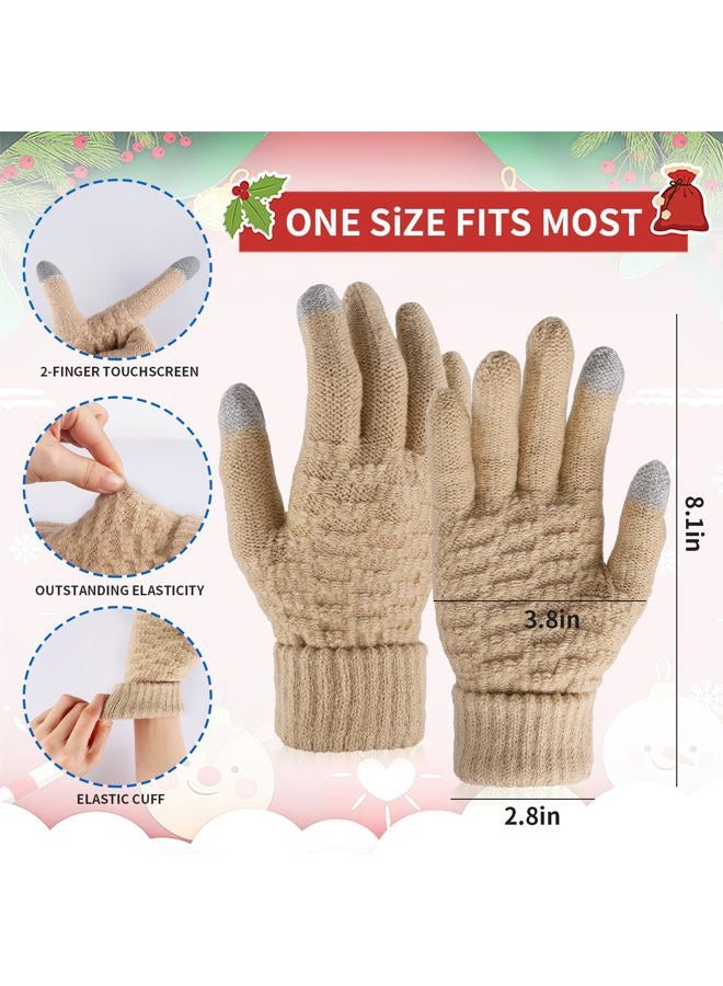 Yafeite Winter Gloves for Women - 4 Pairs Touchscreen Gloves for Women Cold Weather, Fashion Knit Mittens Warm Winter Gloves, Brown, One size - Image 3