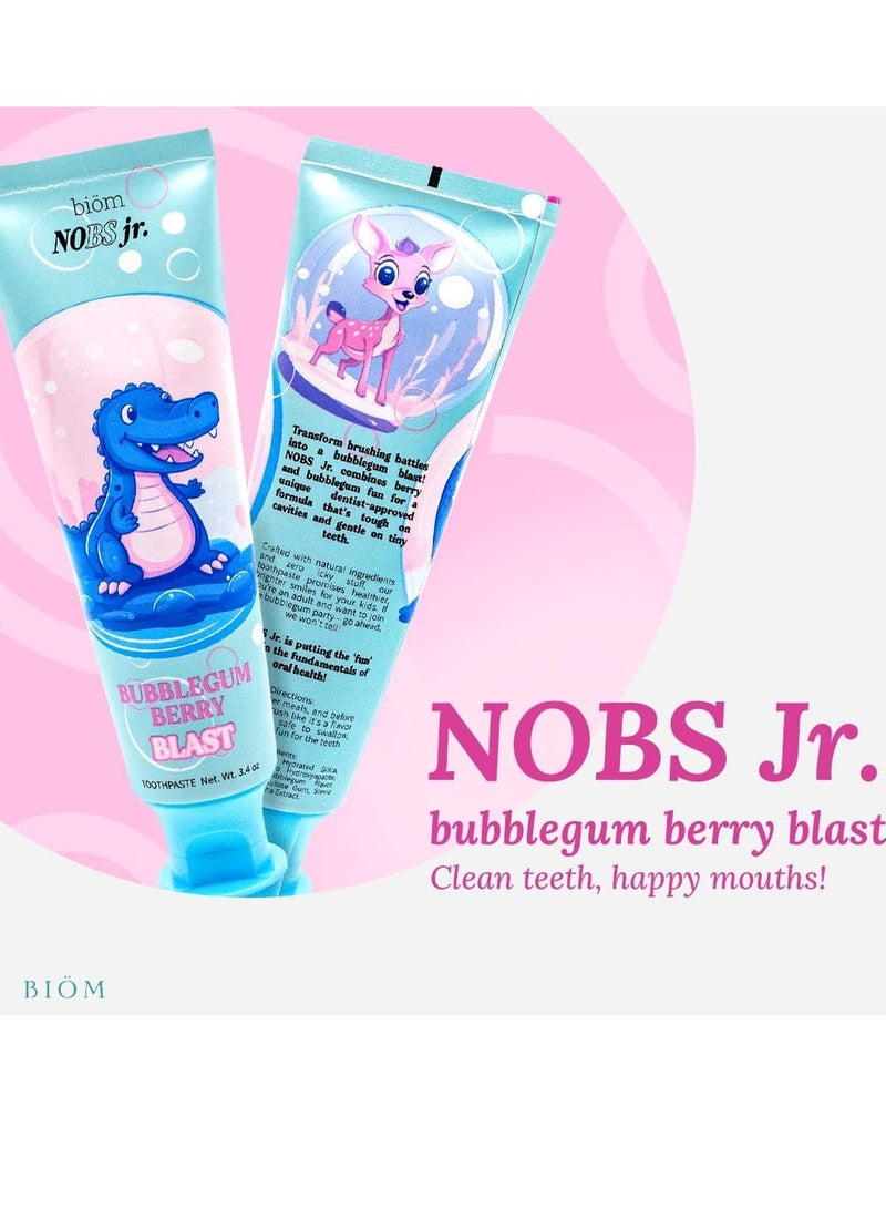 Biöm NOBS Jr. Kids Nano Hydroxyapatite Toothpaste – Fluoride Free, SLS-Free, Remineralizing - Dentist Formulated - Bubblegum Berry - Made in The USA - Image 3