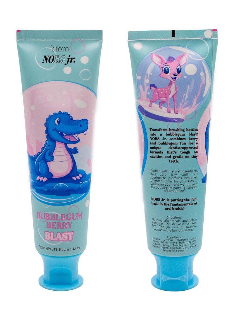 Biöm NOBS Jr. Kids Nano Hydroxyapatite Toothpaste – Fluoride Free, SLS-Free, Remineralizing - Dentist Formulated - Bubblegum Berry - Made in The USA - Image 2