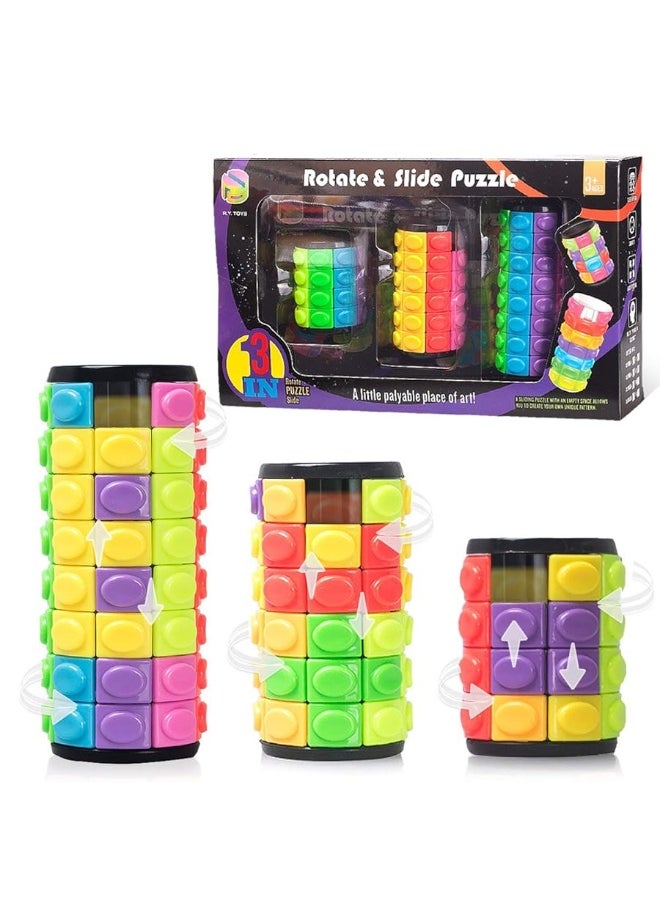 R.Y.Toys R.Y.TOYS Rotate and Slide Puzzle-Design Patent,Fidget Toys(Restore Order/Create Patterns) 8 Colors,4, 6 and 8 Layers-Detach Piece for Quick Play,Brain Teaser,Sensory Toy Gift,Easter Basket Stuffer  - Image 1