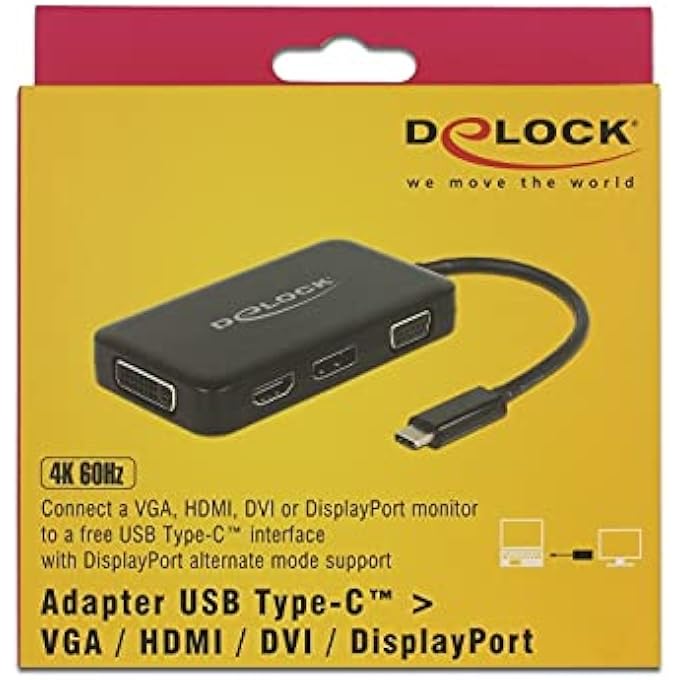 Delock ADAPTER USB TYPEC STECKER VGA HDMI DVI DISPLAYPORT BUCHSE SCHWARZ - Image 2
