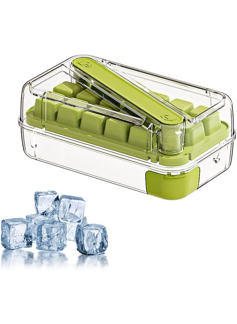 Ice cube tray and lid, easy-to-fill and remove freezer ice trays, vertical ice maker, 16-piece ice cube mold (green) - Image 1