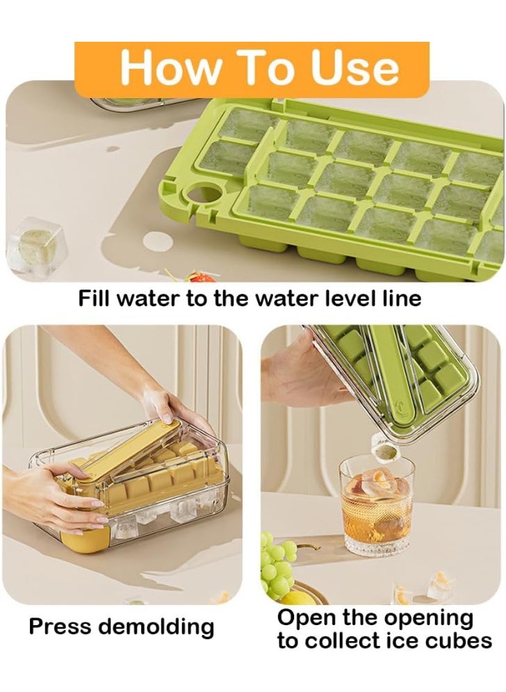 Ice cube tray and lid, easy-to-fill and remove freezer ice trays, vertical ice maker, 16-piece ice cube mold (green) - Image 2
