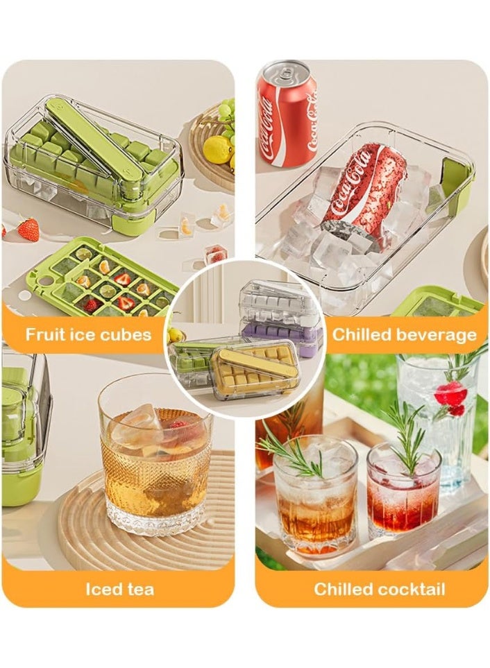 Ice cube tray and lid, easy-to-fill and remove freezer ice trays, vertical ice maker, 16-piece ice cube mold (green) - Image 3