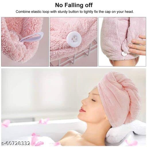 Vyoma Hair Towel Wrap Absorbent Towel Hair-Drying Quick Dry Shower Caps Bathrobe Magic Hair Warp Towel Super Quick-Drying Microfiber Bath Towel Hair Dry Cap Salon Towel (Multicolour, Pack of 2) - Image 5