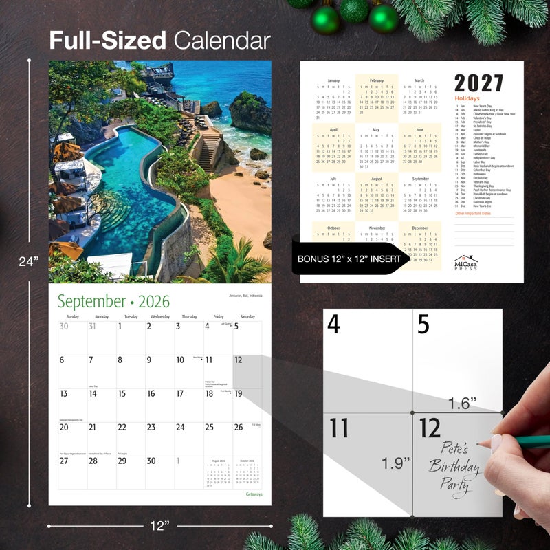 MICASA PRESS Getaways 2026 Wall Calendar 12 Month | 12" x 24" Open | Thick & Sturdy Paper | Holiday Gift | Travel Calendar 2026 - Image 5