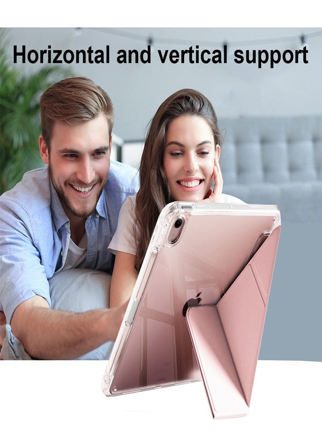 Case for iPad 2022 10th 10.9-inch， Triple Fold Y-shaped Design, Multi Angle, Leather Tablet Cover With Pen Slot, Automatic Wake-up/sleep, Pink  - Image 2