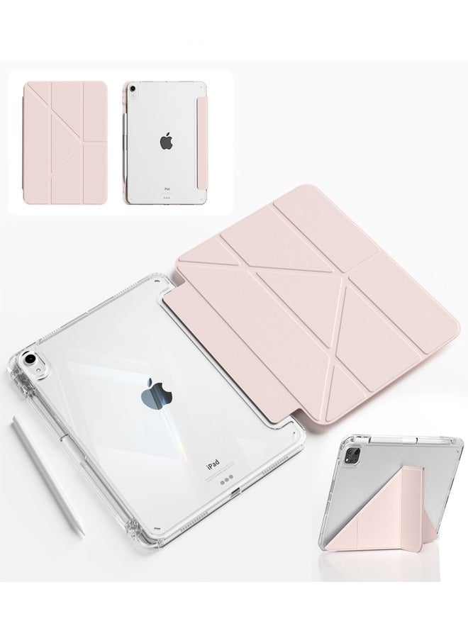 for iPad 2025 (11th) A16 11 inch Case Cover, Triple Fold Y-shaped Design, Multi Angle, Leather Tablet Cover, Automatic Wake-up/sleep,Pink - Image 2