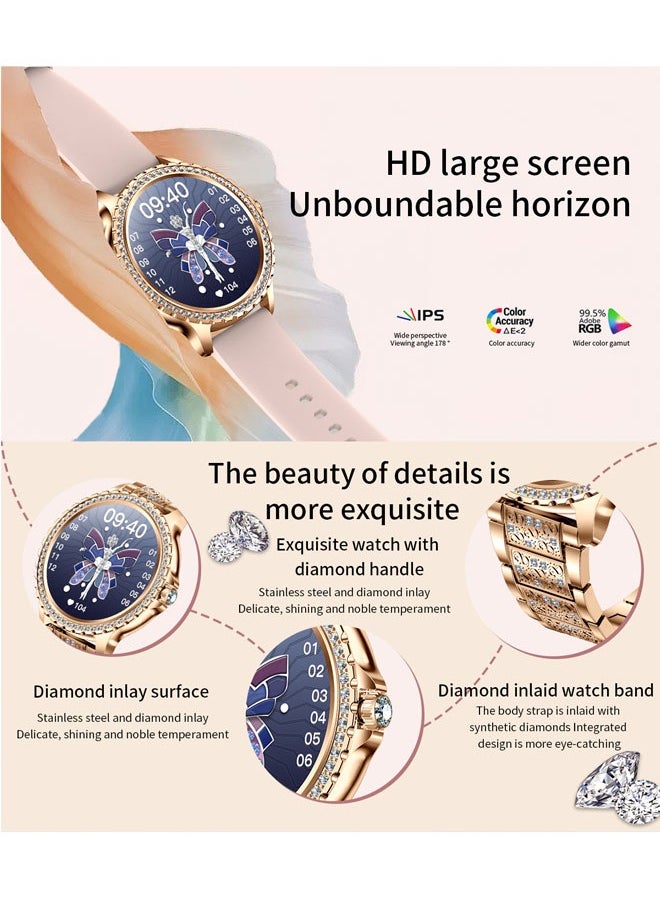 RollsTimi  Women's smart watches, sports watches, waterproof watches, fitness tracker smartwatches for Android and iOS, 1.32" high-definition touch screen, with heart rate, sleep monitor, AI voice, gold  - Image 3