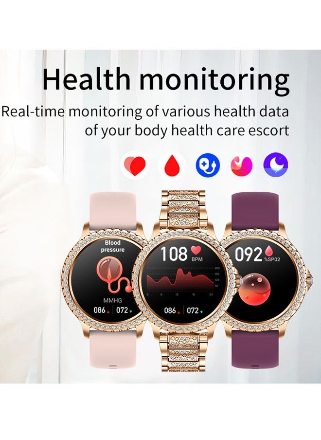 RollsTimi  Women's smart watches, sports watches, waterproof watches, fitness tracker smartwatches for Android and iOS, 1.32" high-definition touch screen, with heart rate, sleep monitor, AI voice, gold  - Image 4