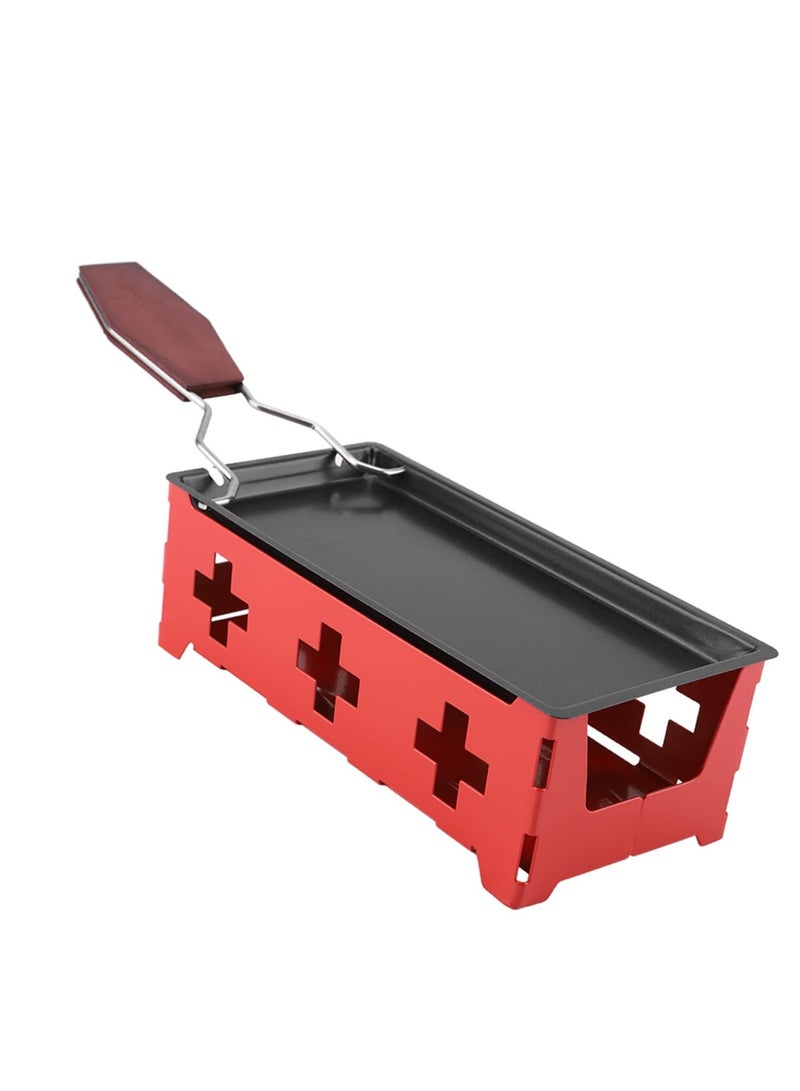 إكسفور Cheese Raclette Rotaster, Portable Non-Stick Baking Tray Stove Set, for Wooden Handle Home Kitchen Grilling Tool Stove Set With Spatula - Image 1