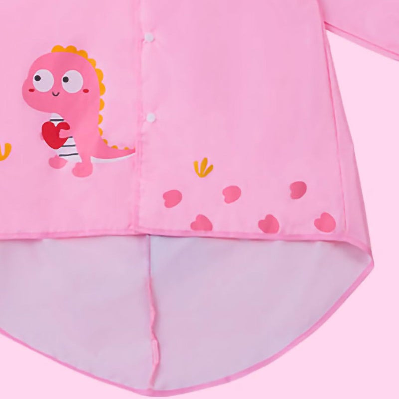 Childrens Raincoat Cloak Type Boy Rain Suit Cute Cartoon Print Poncho For Primary School Students M Pink Suitable For Height 90 100cm - Image 3