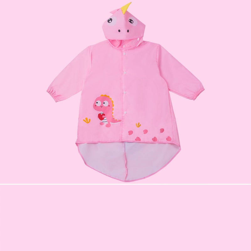 Childrens Raincoat Cloak Type Boy Rain Suit Cute Cartoon Print Poncho For Primary School Students M Pink Suitable For Height 90 100cm - Image 2