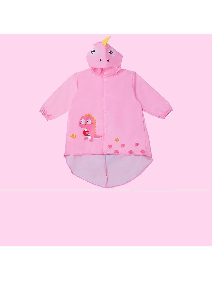 Childrens Raincoat Cloak Type Boy Rain Suit Cute Cartoon Print Poncho For Primary School Students M Pink Suitable For Height 90 100cm - Image 1