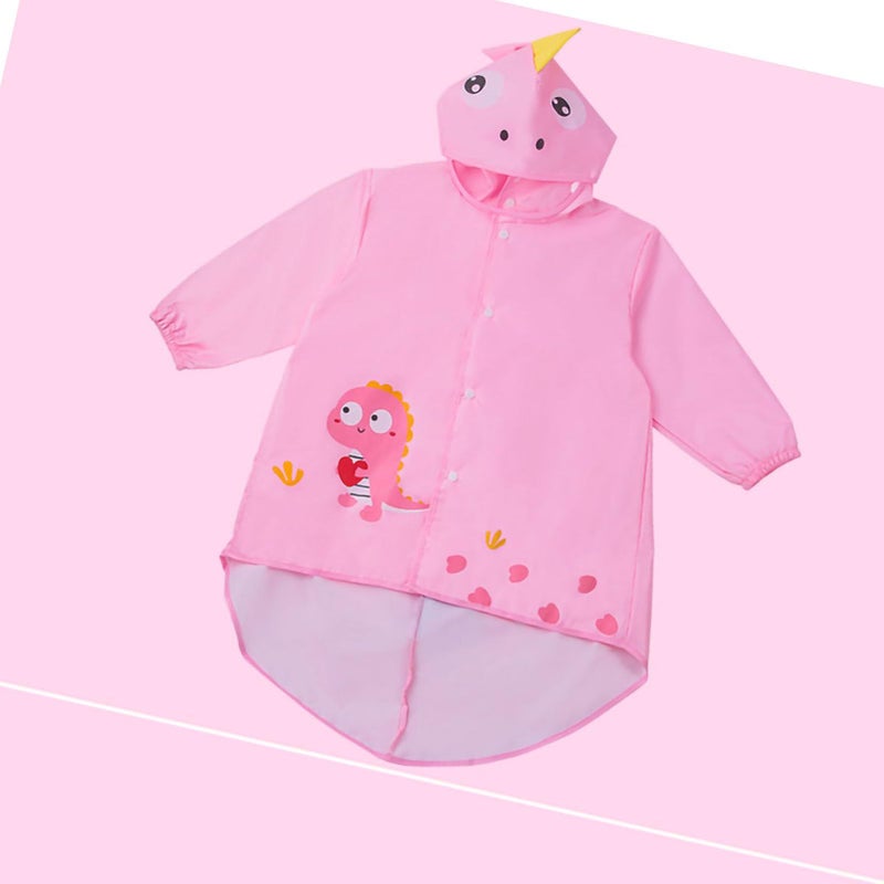 Childrens Raincoat Cloak Type Boy Rain Suit Cute Cartoon Print Poncho For Primary School Students M Pink Suitable For Height 90 100cm - Image 4