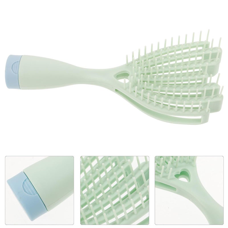 Lightweight Green Paddle Brush For Women Detangler Wet Dry Hair With Scalp Massage Mirror Portable Travel Comb - Image 4