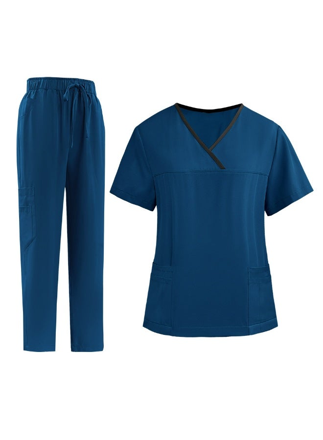Scrub Suit for Women Medical Scrubs Set  Scrub Top and Scrub Pant Set,6 Pockets,Lightweight Breathable Medical Uniform Set for Hospital,Beauty salon, Nursing school,Housemaid